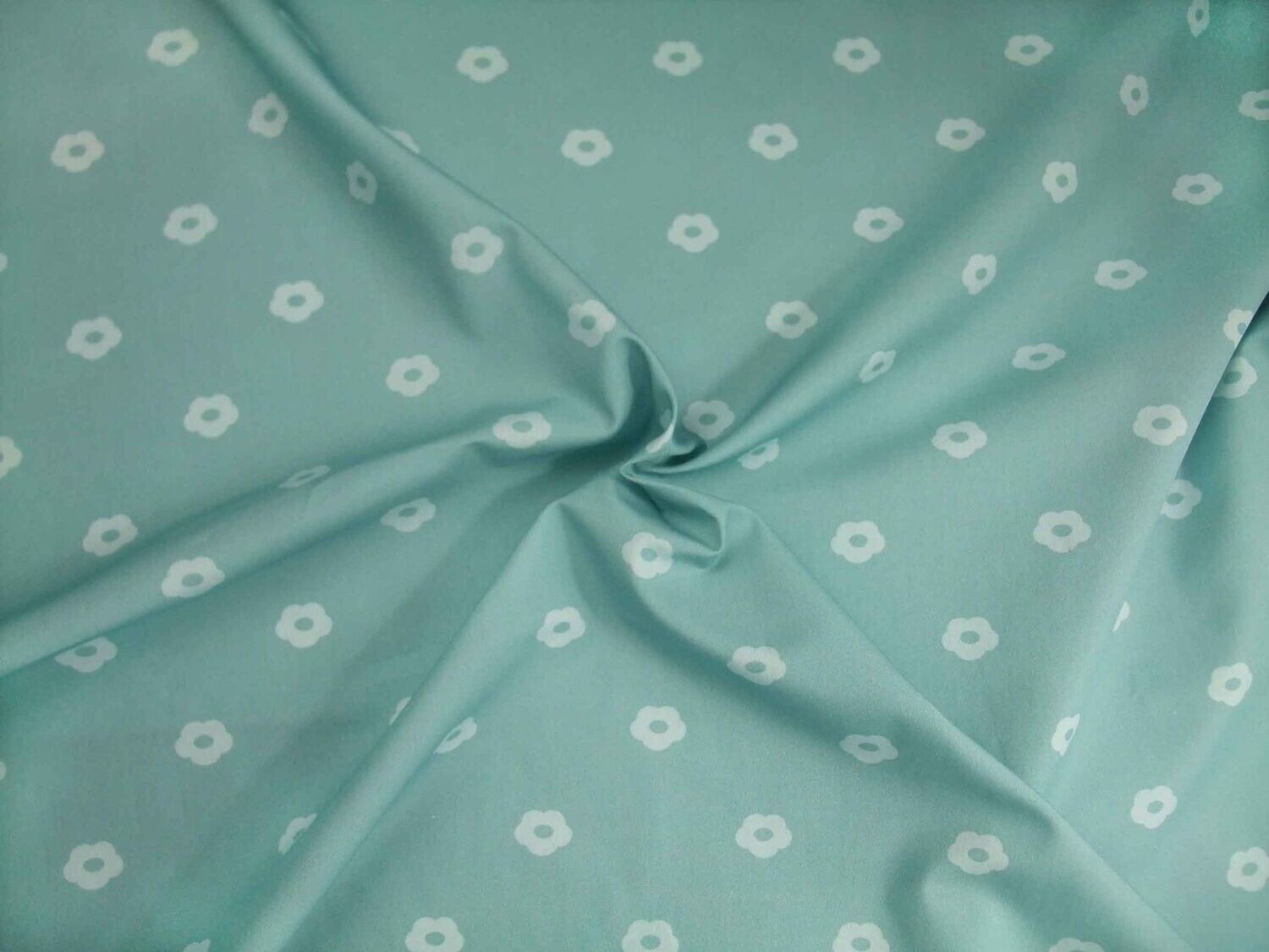 Popeline, Meterware, Baumwollstoff, Motiv Röschen, wasserblau-hellblau, bio, 145 cm breit