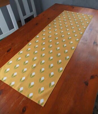 Tischläufer, 40 x 120cm, Tulpenmotiv, gelb-weiß-grün