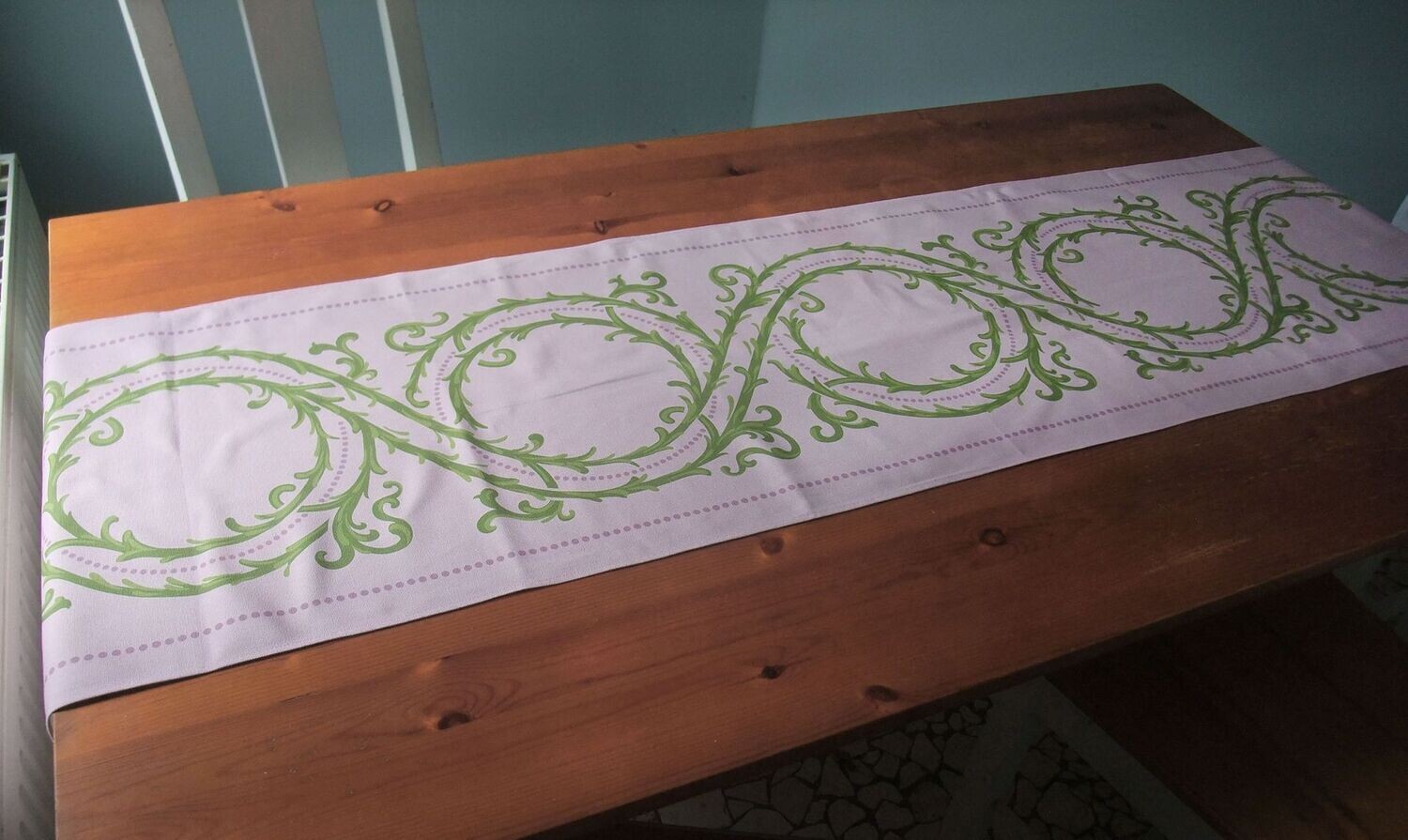 Tischläufer, Dornenhecke, Rosa/grün, 45 cm breit, zwei Längen