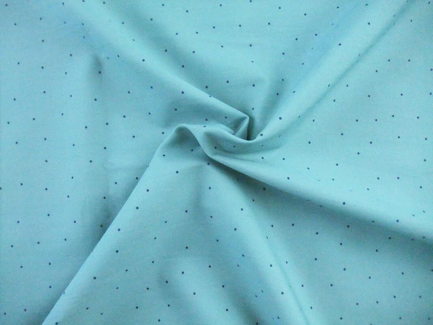 Popeline, Meterware, Baumwollstoff, Punkte, wasserblau-dunkelblau, bio, 145c breit