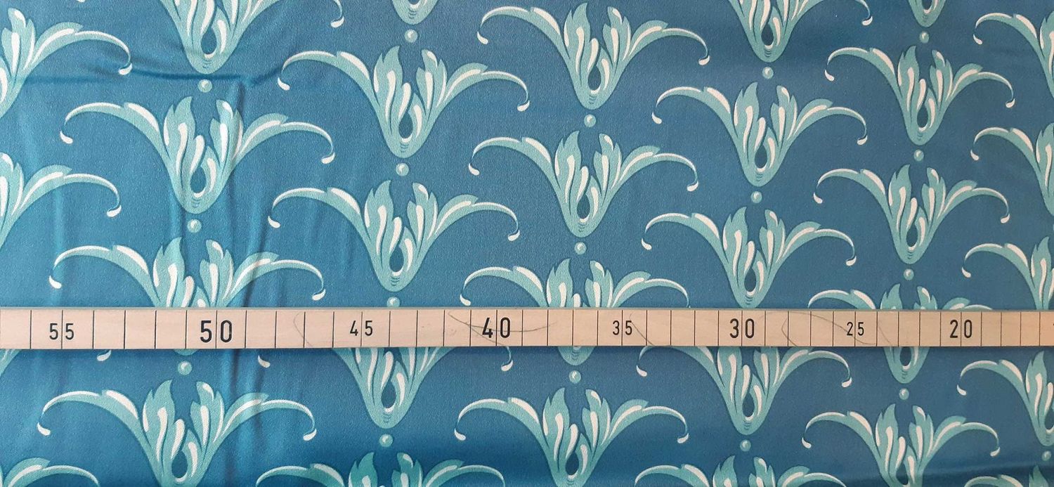 Mako-Satin, Meterware, Motiv Tulpe, Dunkelblau-wasserblau