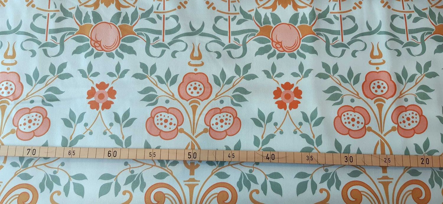 Mako-Satin, Meterware, Motiv Bauerngarten, Farbstellung "Gartenteich"