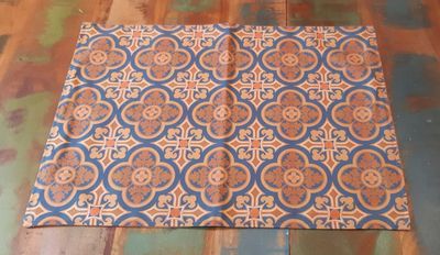 Tischset / Platzset, 50x35cm, Baumwolle, zum Wenden, "Herrenhaus", Dunkelblau-braun