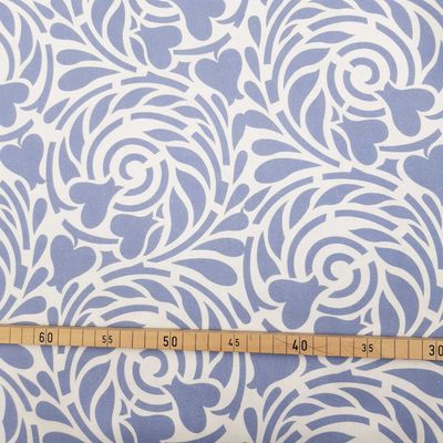 Halbpanama, Meterware, Baumwollstoff, Muster Rabenwiese, ultramarinblau, lavendel Halbpanama, Meterware, Baumwollstoff, Muster Rabenwiese, ultramarinblau, lavendel