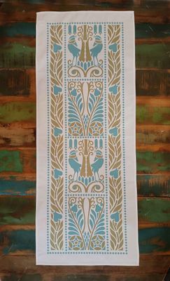 Tischläufer, Raben, Wasserblau-Grün, 40cm breit, verschiedene Längen
