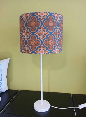 Lampenschirm, Muster  Lampenschirm, Muster "Herrenhaus.  30/40cm x 23cm, Navy/Brauntöne, Innenseite in mattem Goldton