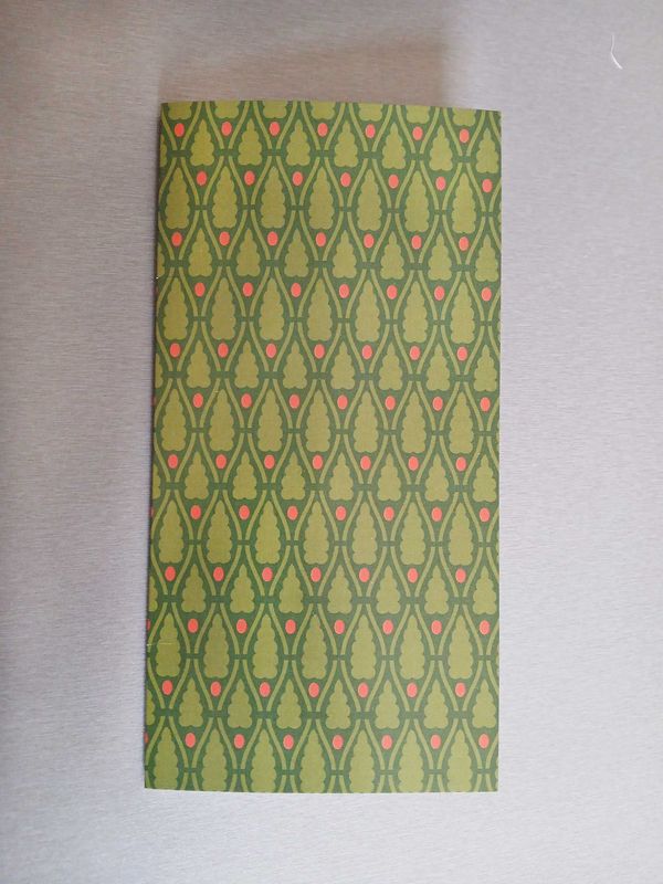 Klappkarte, DIN A6 lang, Bäumchenmuster grün, Jugendstil, Postkarte