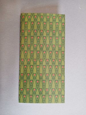 Klappkarte, DIN A6 lang, Bäumchenmuster grün, Jugendstil, Postkarte