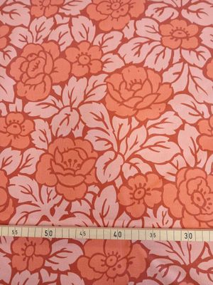 Halbpanama, Baumwolle, Meterware, rosa/rot/lachs, Rosen, Jugendstil, Landhausstil, zwei Mustergrößen, 160cm breit Halbpanama, Baumwolle, Meterware, rosa/rot/lachs, Rosen, Jugendstil, Landhausstil, zwei Mustergrößen, 160cm breit