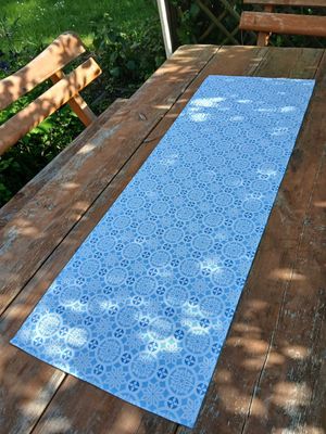Tischläufer, weiß-jeansblau-blau, 40x120cm, Tischläufer, weiß-jeansblau-blau, 40x120cm, "Schnee 2"