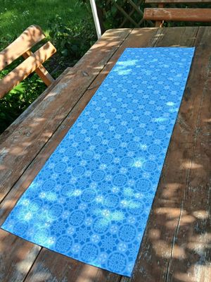 Tischläufer, weiß-jeansblau-blau, 40x120cm, Tischläufer, weiß-jeansblau-blau, 40x120cm, "Schnee 3"