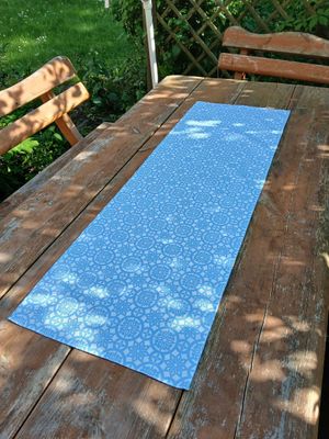 Tischläufer, jeansblau-weiß, 40x120cm, Tischläufer, jeansblau-weiß, 40x120cm, "Schnee 1"