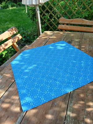 Quadratische Tischdecke, Mitteldecke, 75x75cm, Weiß-jeansblau-blau, Baumwollstoff, Quadratische Tischdecke, Mitteldecke, 75x75cm, Weiß-jeansblau-blau, Baumwollstoff, "Schnee 4"
