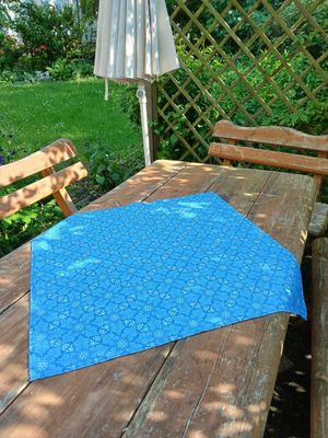 Quadratische Tischdecke, Mitteldecke, 75x75cm, Blau-jeansblau-hellblau, Baumwollstoff, Quadratische Tischdecke, Mitteldecke, 75x75cm, Blau-jeansblau-hellblau, Baumwollstoff, "Eiskristall 3"