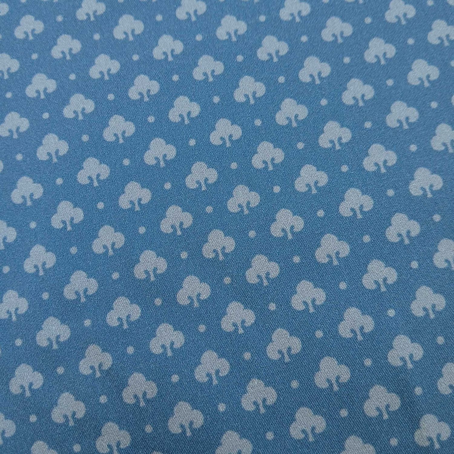Mako-Satin, Meterware,  Muster "Klee", dunkelblau/grau, 160cm, Baumwoll-Satin, Bluse Hemd Bettwäsche