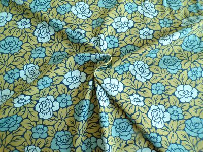 Bio-Jersey, Meterware, mit 5% Elastan, Rosen, grün/ blassblau/aqua, Kinderkleidung Bio-Jersey, Meterware, mit 5% Elastan, Rosen, grün/ blassblau/aqua, Kinderkleidung