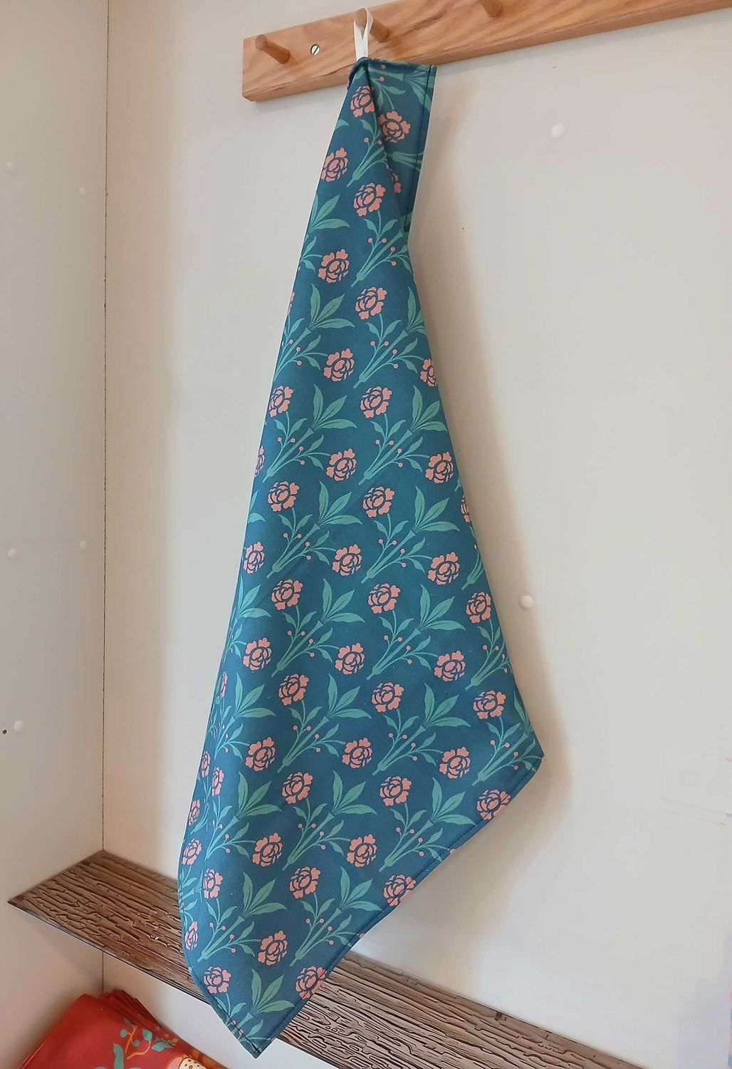 Geschirrtuch, 50x70cm, Baumwolle, Motiv "Erker", dunkelblau