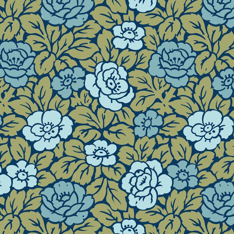 Halbpanama, Baumwolle, Meterware, grün, Rosen, Jugendstil, Landhausstil, kleine Mustergröße Halbpanama, Baumwolle, Meterware, grün, Rosen, Jugendstil, Landhausstil, kleine Mustergröße