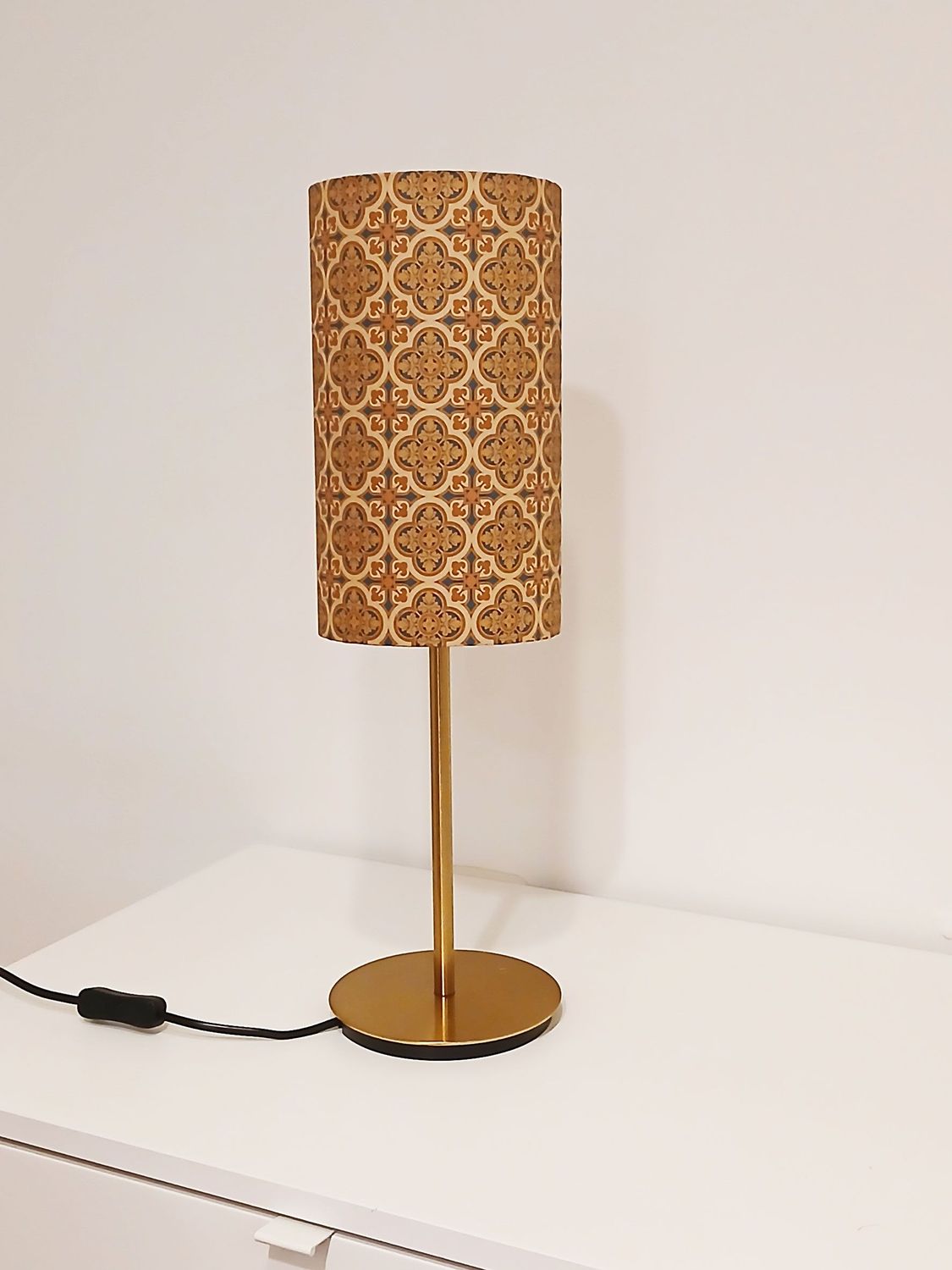 Lampenschirm, Muster "Herrenhaus",  15x 23cm, Hellbraun/Braun/Navy,