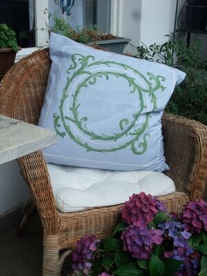 Kissenbezug, Kranz, ultramarinblau-grün, 50x50cm