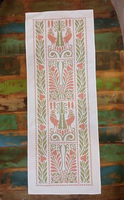 Tischläufer, Raben, Grün-Rosa, 40cm breit, verschiedene Längen