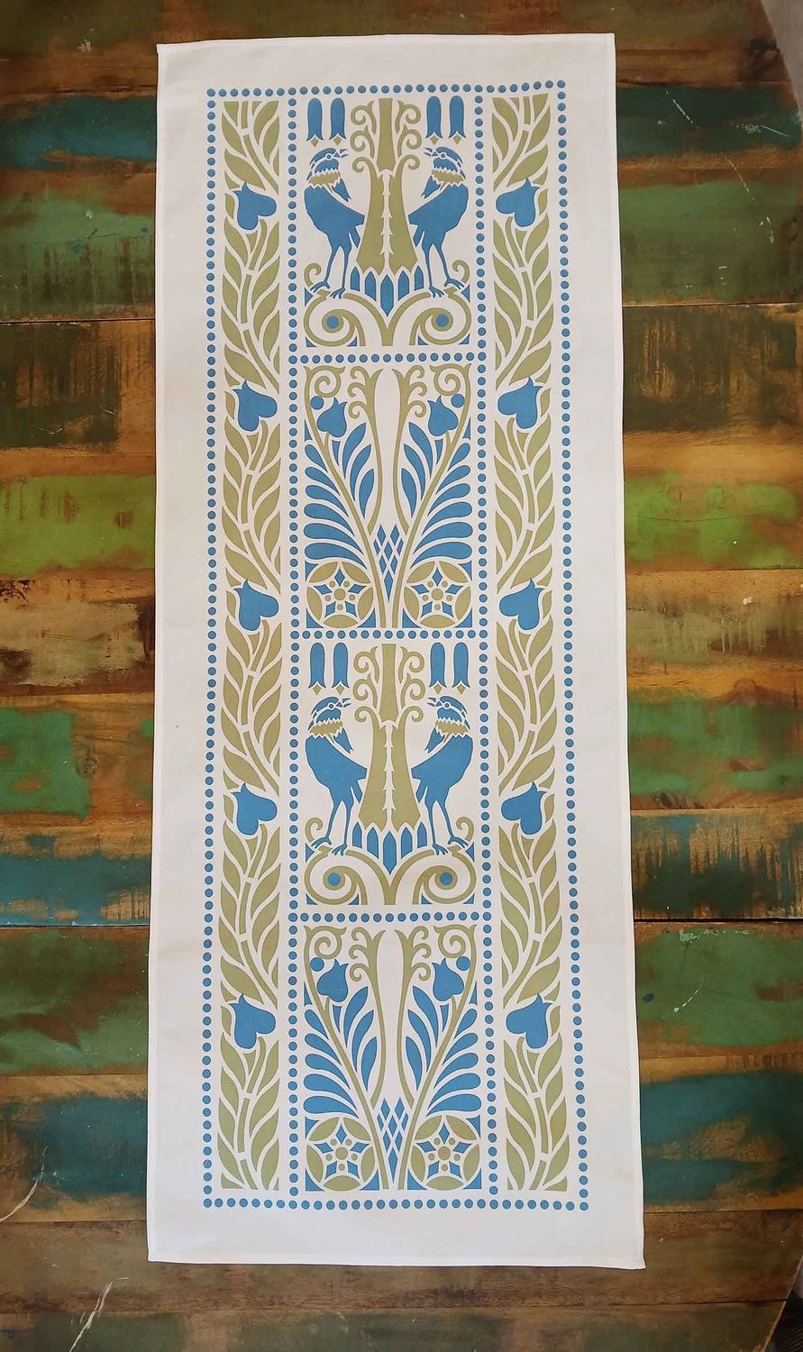 Tischläufer, Raben, Blau-Grün, 40cm breit, verschiedene Längen Tischläufer, Raben, Blau-Grün, 40cm breit, verschiedene Längen