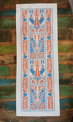 Tischläufer, Raben, Blau-Rot, 40cm breit, verschiedene Längen