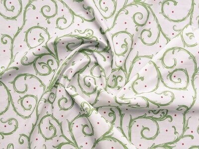 Popeline, Meterware, Baumwollstoff, GOTS, bio, Motiv Dornenhecke, weiß-grün, rote Pünktchen, Futterstoff, Webware, Blusenstoff, Hemdenstoff, Patchwork, Trachten, Dirndl Popeline, Meterware, Baumwollstoff, GOTS, bio, Motiv Dornenhecke, weiß-grün, rote Pünktchen, Futterstoff, Webware, Blusenstoff, Hemdenstoff, Patchwork, Trachten, Dirndl