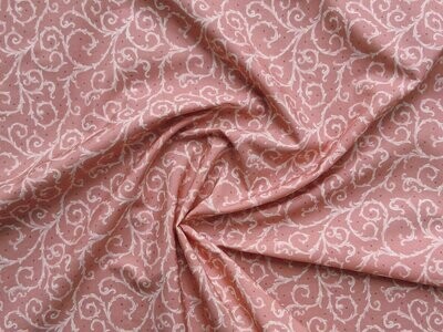 Popeline, Meterware, Baumwollstoff, GOTS, bio, Motiv Dornenhecke, lachsfarbig-weiß, violette Pünktchen, Futterstoff, Webware, Blusenstoff, Hemdenstoff, Trachten, Dirndl, Patchwork Popeline, Meterware, Baumwollstoff, GOTS, bio, Motiv Dornenhecke, lachsfarbig-weiß, violette Pünktchen, Futterstoff, Webware, Blusenstoff, Hemdenstoff, Trachten, Dirndl, Patchwork