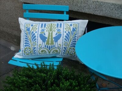 Kissenbezug, Raben, blau-grün, 60x 40 cm,