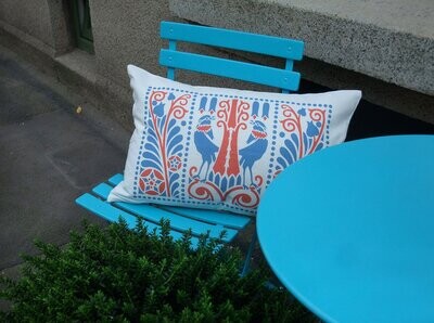 Kissenbezug, Raben, blau-rot, 60x 40 cm