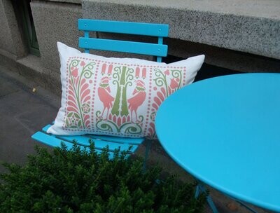 Kissenbezug, Raben, grün-rosa, 60x 40 cm