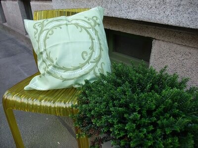 Kissenbezug, Kranz, hellgrün-grün, 50x50cm