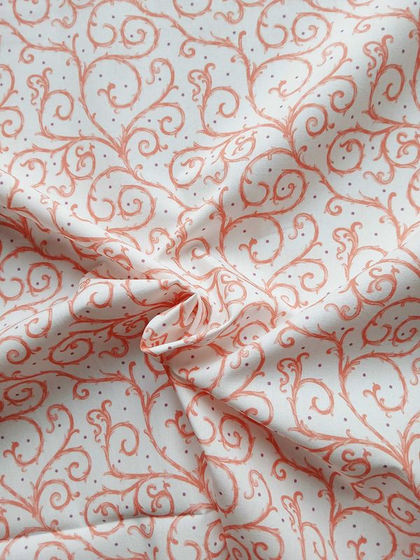 Popeline, Meterware, Baumwollstoff, Motiv Dornenhecke, weiß-rosa, bio, violette Pünktchen, GOTS, Futterstoff, Webware, Blusenstoff, Hemdenstoff, Patchworkstoff, Trachten, Dirndl