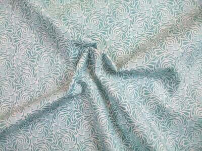 Popeline, Meterware, Baumwollstoff, Motiv Rabenwiese, wasserblau-hellblau, bio, GOTS Grundton weiß, Spiralmuster mit herzförmigen Blüten, Futterstoff, Webware, Blusenstoff, Hemdenstoff, Patchworkstoff Popeline, Meterware, Baumwollstoff, Motiv Rabenwiese, wasserblau-hellblau, bio, GOTS Grundton weiß, Spiralmuster mit herzförmigen Blüten, Futterstoff, Webware, Blusenstoff, Hemdenstoff, Patchworkstoff