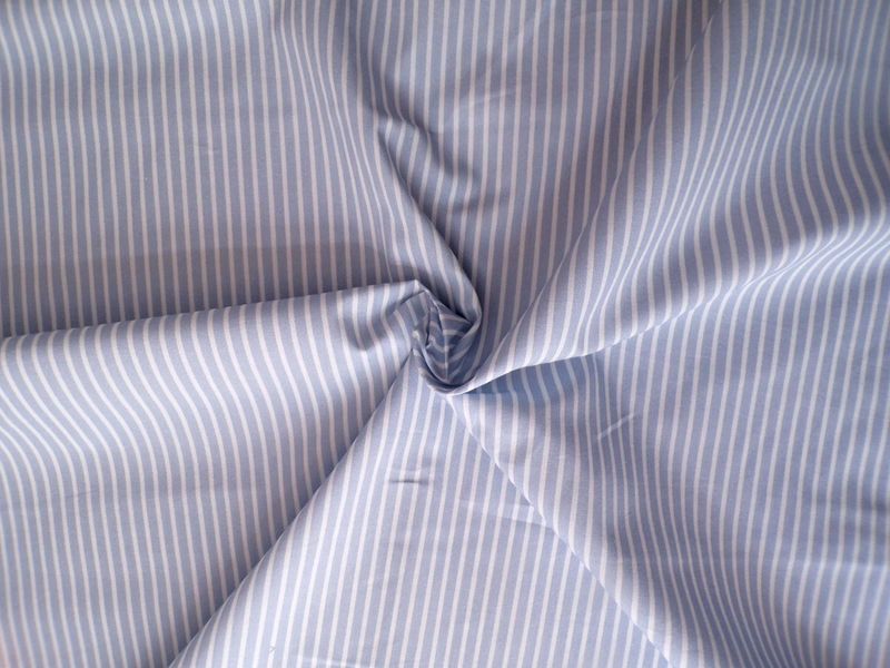 Popeline, Meterware, Baumwollstoff, Streifen, hellblau-weiß, ultramarinblau, bio, GOTS, Futterstoff, Webware, Blusen, Hemdenstoff, Trachten, Dirndl