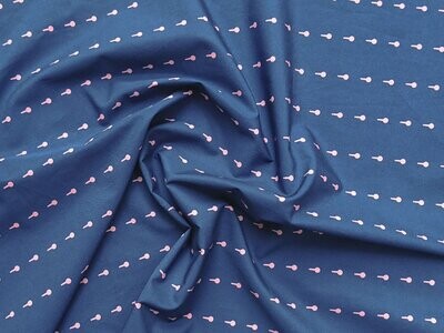 Popeline, Meterware, Baumwollstoff, Motiv Griffel, dunkelblau-rosa, bio, navy, lachs, Futterstoff, Webware, Blusenstoff, Hemdenstoff, Patchworkstoff, Trachten, Dirndl