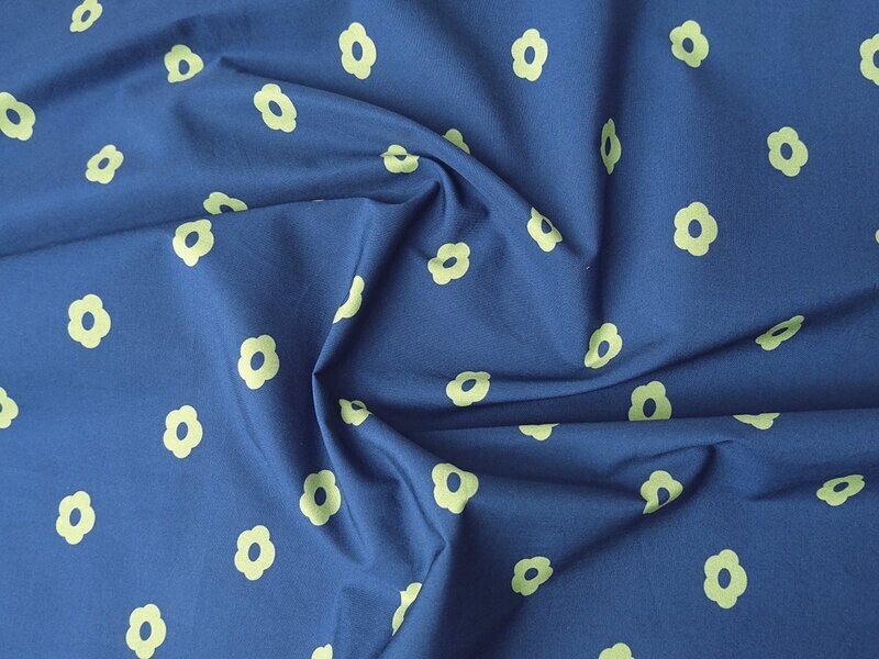 Popeline, Meterware, Baumwollstoff, Röschen, dunkelblau-grün, Bio, GOTS, Futterstoff. Blümchen, Webware, Hemdenstoff, Blusenstoff, Trachten, Patchworkstoff, Dirndl