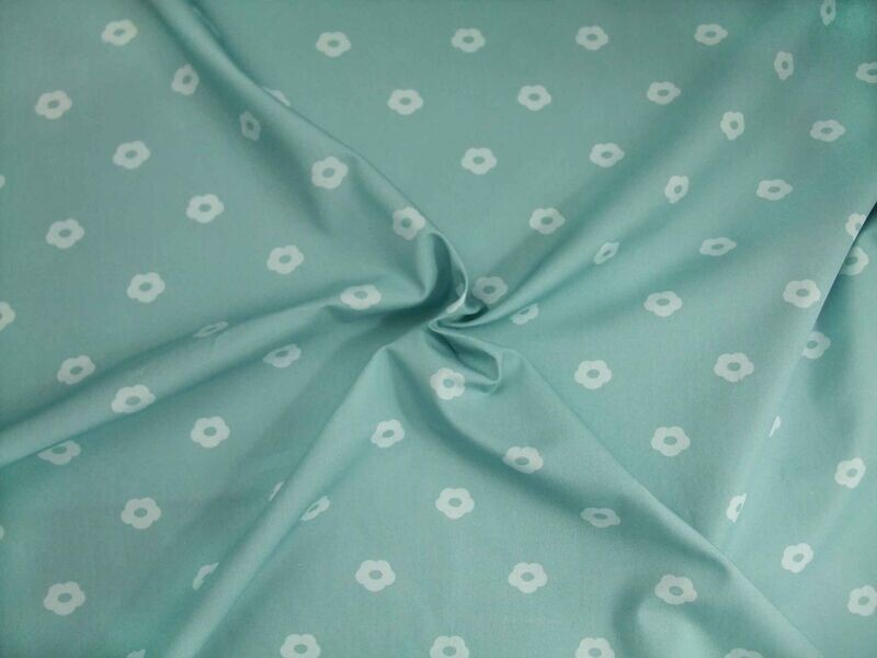 Popeline, Meterware, Baumwollstoff, Motiv Röschen, wasserblau-hellblau, bio, Blümchen, Aqua, Futterstoff, Webware, Patchworkstoff, Baby, Trachten, Dirndl