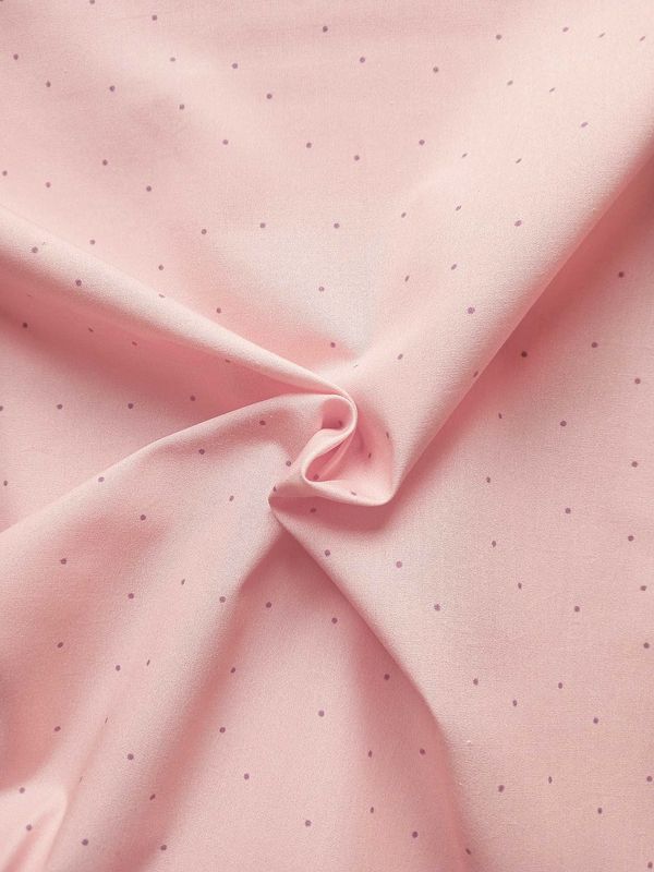 Popeline, Meterware, Baumwollstoff,  Punkte, hellrosa-violett, bio, GOTS, Futterstoff, Webware, Blusenstoff, Hemdenstoff, Patchworkstoff, Trachten, Dirndl