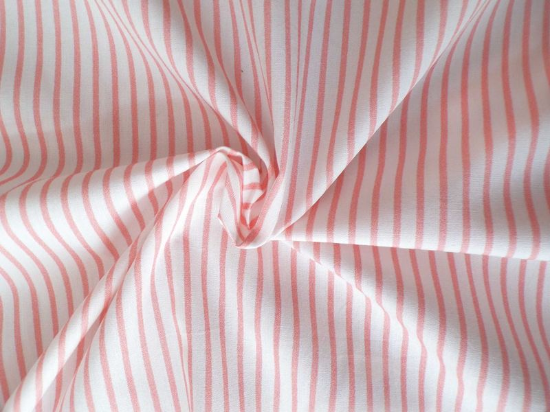 Popeline, Meterware, Baumwollstoff, Bioqualität, Streifen, weiß-rosa, GOTS, Futterstoff, Webware, Blusenstoff, Hemdenstoff, Patchworkstoff, Trachten, Dirndl