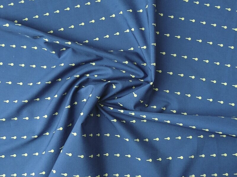 Popeline, Meterware, Baumwollstoff, Motiv Griffel, dunkelblau-grün, Bio, GOTS, Futterstoff, Webware, Blusenstoff, Hemdenstoff, Patchworkstoff, Trachten, Dirndl