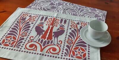 Platzset / Tischset, zweiseitig, Flieder/Rot, 50x35cm, Baumwollstoff, zum Wenden Platzset / Tischset, zweiseitig, Flieder/Rot, 50x35cm, Baumwollstoff, zum Wenden