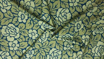 Popeline, Meterware, Baumwollstoff, GOTS, bio, Rosenmuster, grün-hellgrün-navy, Webware, Futterstoff, Blusen Hemd Trachten Dirndl Patchworkstoff