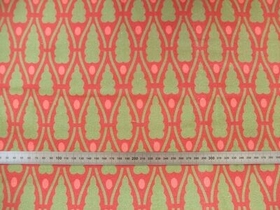 Meterware Halbpanama, Weihnachten, rot, 160cm breit, Baumwollstoff, grüne Bäumchen, für Tischdecken, Taschen, Kissen