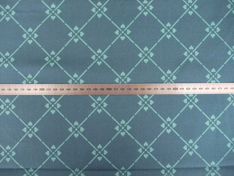 Halbpanama, Meterware, dunkelblau-türkis, Baumwollstoff, Muster "Raute 08", 160cm breit, Kreuzblume, für Taschenprojekte, Tischdecke, Kissen, Trachtenmode