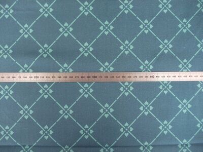 Halbpanama, Meterware, dunkelblau-türkis, Baumwollstoff, Muster "Raute 08", 160cm breit, Kreuzblume, für Taschenprojekte, Tischdecke, Kissen, Trachtenmode