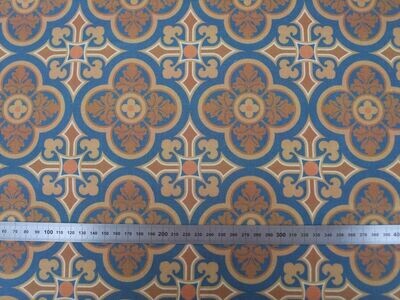 Halbpanama, Meterware, dunkelblau-braun, Baumwollstoff, 160cm breit, Muster Halbpanama, Meterware, dunkelblau-braun, Baumwollstoff, 160cm breit, Muster "Herrenhaus", Farbstellung "Allure dunkel", navy-tan, Fliesenmuster, für Dirndl, Taschen, Kissen, Hosen