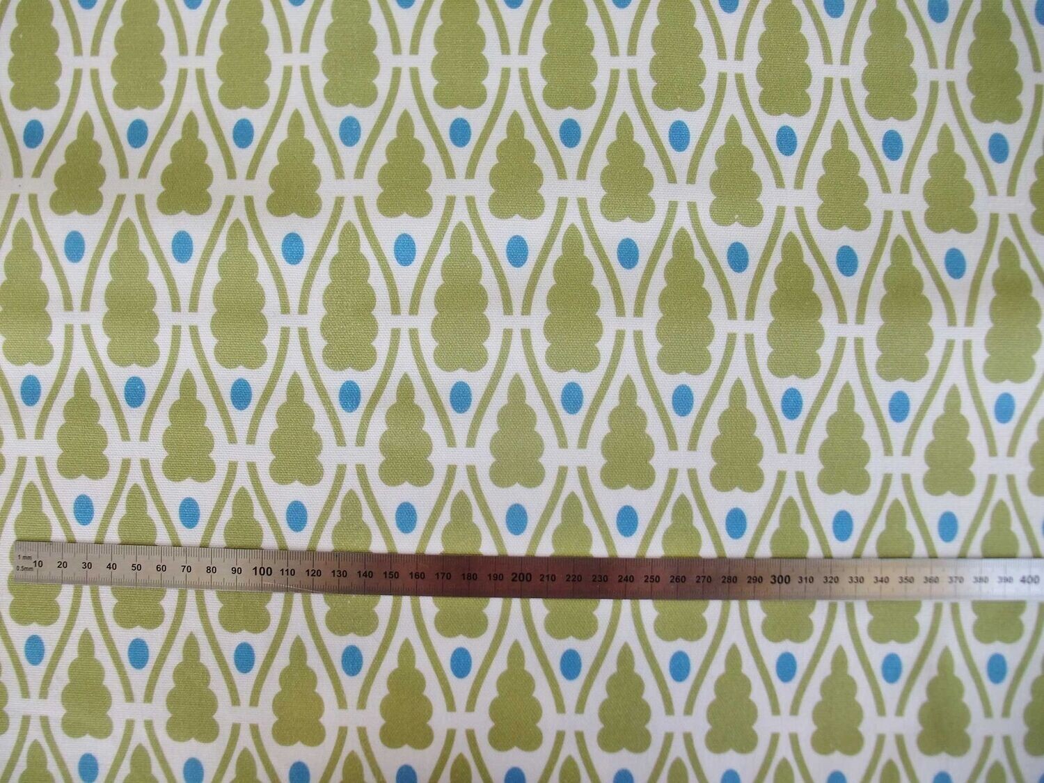 Meterware Halbpanama, Weihnachten, Weiß, 160cm breit, Baumwollstoff, grüne Bäumchen, für Tischdecken, Taschenprojekte, Kissen