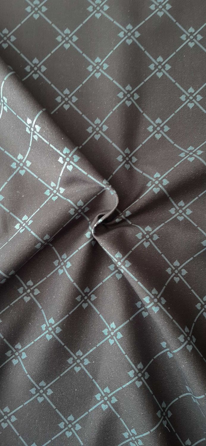 Halbpanama, Meterware, Anthrazit-türkis, Baumwollstoff, Muster "Raute 09", 160cm breit, Kreuzblume geometrisch, für Taschen, Trachtenmode, Kissen, Hosen